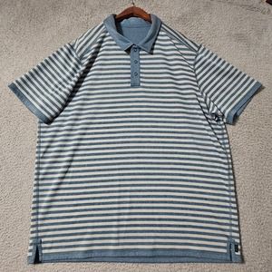 Oakley Mens Blue Gray Striped Half Snap Button Up Polo Golf Shirt Reversible 2XL